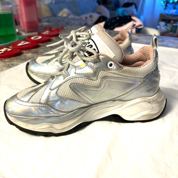 MSGM Sneakers Scarpa Donna Attack silver Pink iridescent SZ 7.5 Worn 2X - Picture 5 of 16